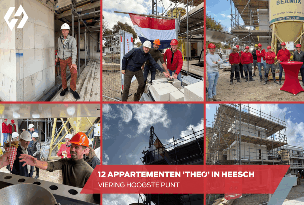 Viering hoogste punt 12 huurappartementen THEO in Heesch Van der Heijden bouw en ontwikkeilng