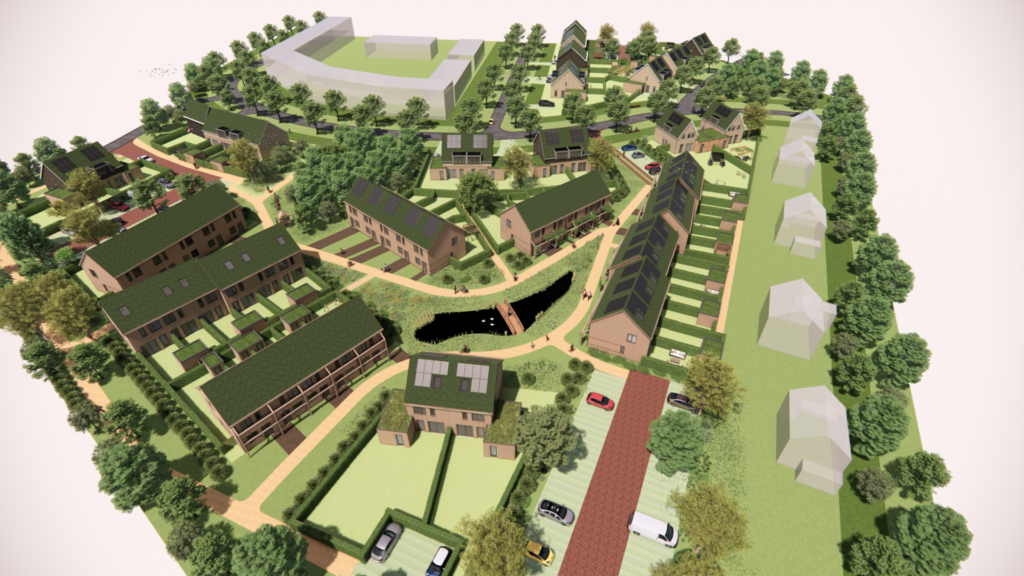vogelvlucht 69 duurzame woningen park Maashorst in Uden (Van der Heijden bouw en ontwikkeling en PUYCK)